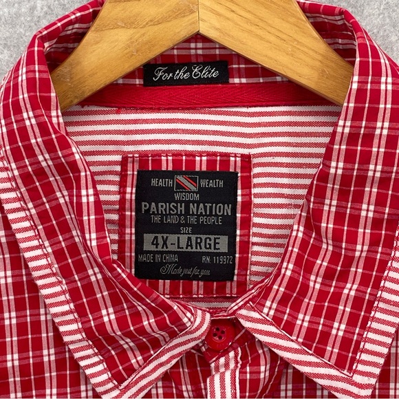 Vintage Y2K Parish Nation Red White Gingham Design XXXXL Long Sleeve - Picture 3 of 12